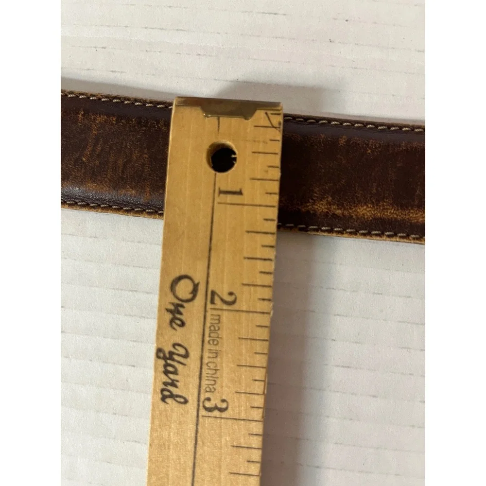 Coach Leather Belt Mens 34 Mahogany Brown‎ Fair Distressed Vintage Brass Buckle